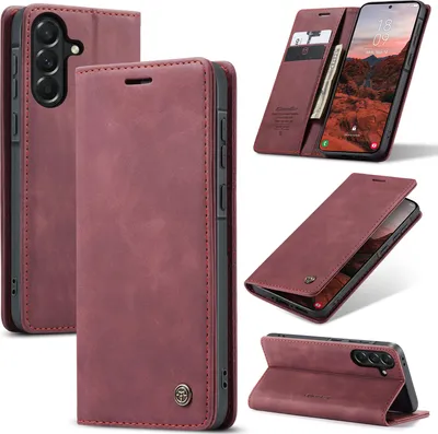 Produktbild von Hülle für Samsung Galaxy A37 Retro Kunstledertasche mit Standfunktion Schutzhülle Rot