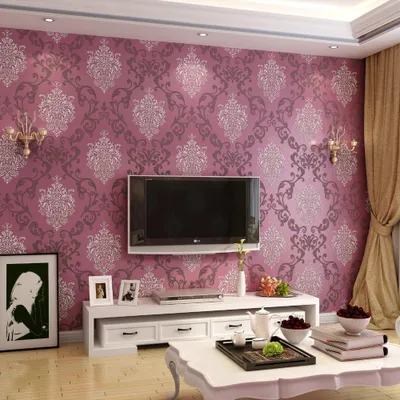 Zdjęcie produktu dla Luksusowa tapeta damasko-3D w kolorze czerwonym, 10 m, do salonu i sypialni