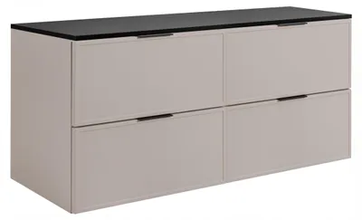 Zdjęcie produktu dla Szafka Łazienkowa Wisząca Stojąca Pod Umywalkę 160 Cm Kaszmir Blat Szary