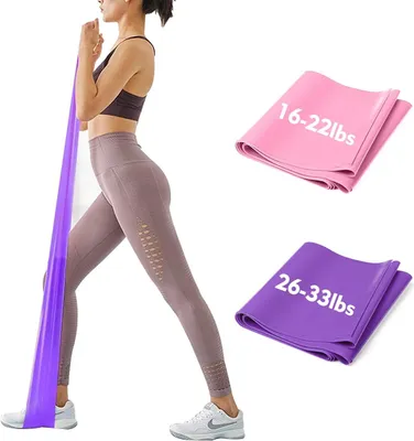 Produktbild von Fitness Band Gymnastikband Fitnessbänder - 2 STÄRKEN 8-10kg/12-15kg Premium Lang 1,8/2 Meter Übungsband widerstandsbänder für Yoga, Pilates, Crossfit, Rehabilitation