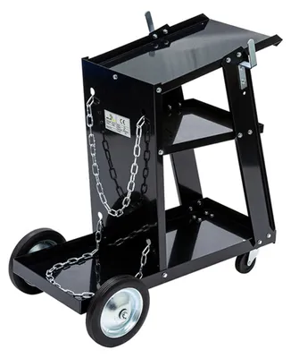 Immagine prodotto di Carrello metallico per saldatura, a 2 ripiani, trasporto saldatrice con ruote, carico 45 kg, stazione mobile per attrezzatura pere saldare, da officina, Soldatech Olanda