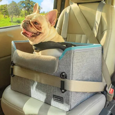 Immagine prodotto di Seggiolino per auto per cani di piccola taglia, grigio, 41x33x28 cm, lavabile, pieghevole