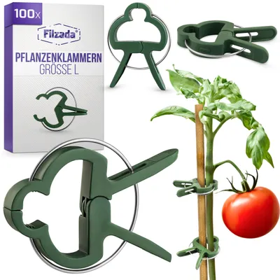Produktbild von Filzada® 100x Pflanzenclips Groß L - Tomaten Rankhilfe - Pflanzenklammern