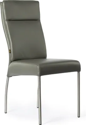 Produktbild von SIX Echtleder Esszimmerstuhl Bürostuhl Küchenstuhl mit massiven Edelstahlfüssen Doppelter Ergonomischer Rücken Sitzkomfort Edles 1,3mm Dickes Leder Gatto Grau