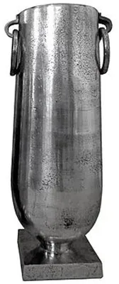 Produktbild von Casa Padrino Antik Stil Vase Aluminium Silber - Hotel Dekoration - Barock Blumengefäss Pflanzentopf
