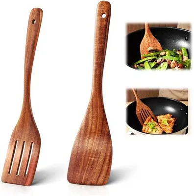 Immagine prodotto di Set di spatole in legno - Resistenti al calore e ai graffi - 30 x 7,5 cm