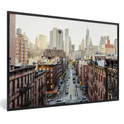 Produktbild von MuchoWow® MuchoWow® Gerahmtes Poster New York - Amerika - Auto 90x60 cm - Poster mit zchwarzem Bilderrahmen - Fotorahmen - Foto-Plakat