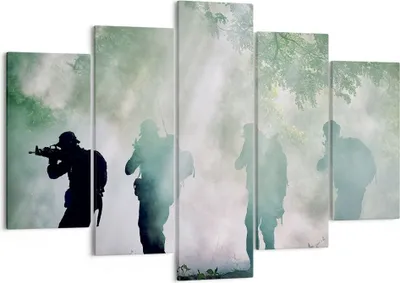 Produktbild von Bild auf Leinwand - Leinwandbild - Soldat Gewehr - 150x100cm - Wand Bild - Wanddeko - Wandbilder - Leinwanddruck - Bilder - Kunstdruck - Wanddekoration - Leinwand bilder - Wandkunst - EA150x100-3976