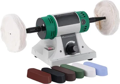 Produktbild von Poliermaschine 1750 min. U/min, 10000 max. U/min, (10 tlg), vibrationsarmer Gusseisenbasis & doppelseitigen 4"-Polierscheiben