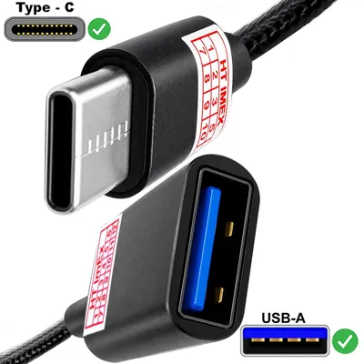 Produktbild von USB-C auf USB-A OTG-Adapter schwarz nylon kabel für Nokia, Lenovo, LG, Motorola Handy Smartphone