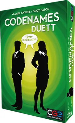 The image shows the box of the board game Codenames Duett.