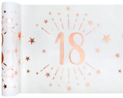 Produktbild von 18. Geburtstag roségold Tischläufer 5 m x 30 cm Zahl 18