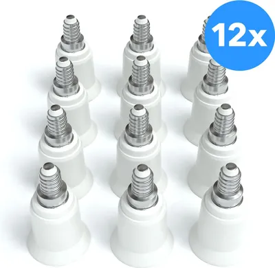 Produktbild von EAZY CASE 12x Lampensockel Adapter (E14->E27) - Konverter E14 Fassung auf E27 Lampenadapter, für LED-/Halogen- und Energiesparlampen Sockeladapter, Weiß