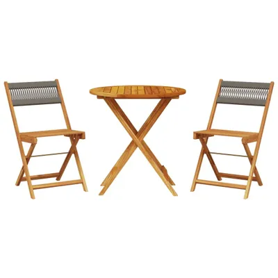 Produktbild von 3-tlg. Bistro-Set Grau Polypropylen und Massivholz