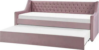 Obrázok produktu pre BELIANI Rozkladacia posteľ ružová zamat 90 x 200 cm s roštom prešívané čelo s gombíkmi glamour štýl spálňa