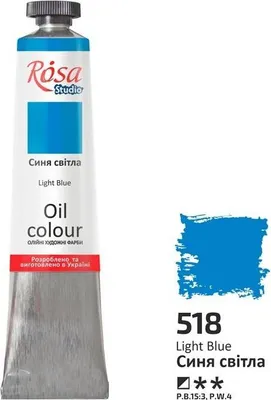 Zdjęcie produktu dla Farba olejna w kolorze jasnoniebieskim 518, 45 ml – Rosa