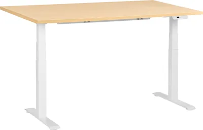 Produktbild von BELIANI Schreibtisch Hellbraun u. Weiß Melamin 160x72cm Elektrisch Höhenverstellbar Rechteckig USB Metallgestell Modern Büro Steh-Sitz-Tisch Stehtisch