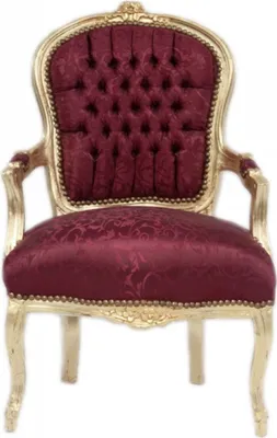 Produktbild von Casa Padrino Barock Salon Stuhl Mod1 Bordeaux Musterstoff / Gold