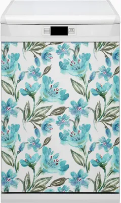 Produktbild von Magnet Folie für Geschirrspüler Küche Magnetmatte 45x80 cm  Dekor Geschirrspüle  - Türkisblumen