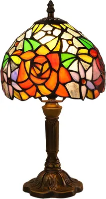 Productafbeelding van Vintage Tiffany Tafellamp 20 cm - Mooi Glas in Lood Lamp voor Woonkamer, Slaapkamer en Studiekamer