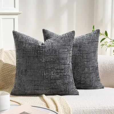 Produktbild von Kissenbezug Sofa 45x45 cm Dunkelgrau Chenille 2er Set