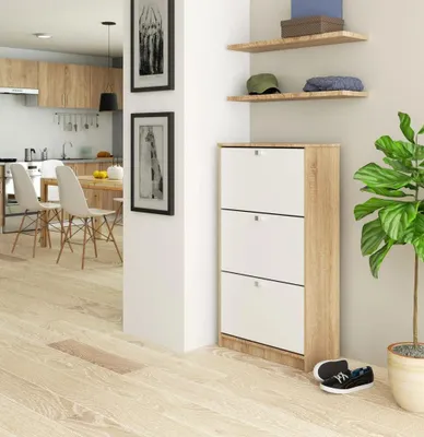 Immagine prodotto di Scarpiera ribaltabile SIRIEL - rovere sonoma / bianco