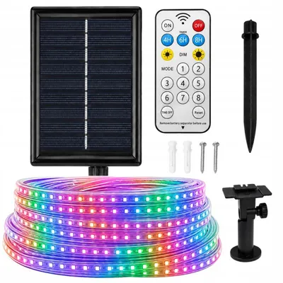 Produktbild von Verk 12471: Solarbetriebener RGB-LED-Streifen, 10 Meter, IP65, mit Fernbedienung und Dämmerungssensor
