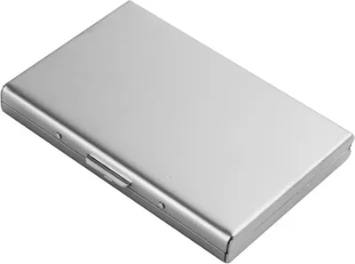 Image de Etui cartes de crédit ASKSA en acier inoxydable Hommes RFID et NFC Blocking Etuis 6 compartiments, Couleurs:Argent