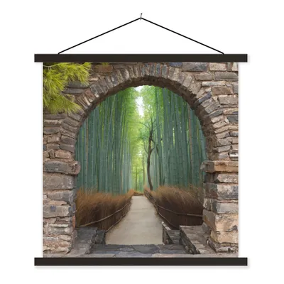 Produktbild von MuchoWow® Textilposter Bambus - Japanisch - Durchsichtig - Wald 120x120 cm mit schwarzem Rahmen - Aufhängungsset
