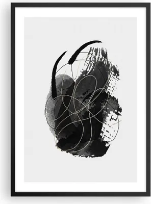 Produktbild von Gerahmtes Poster - Schwarzer Rahmen - Abstraktion Schwarz Flecken - 50x70 cm - Wand Bild - Wanddeko - Wandbilder - Kunstposter - Wandposter - Bilderrahmen - Bilder - Kunstdruck - P2BPA50x70-4368