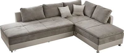 Produktbild von Ecksofa-Dauerschläfer Doppelbett Federkern Bettkasten Couch in Graubraun Beige / 15101