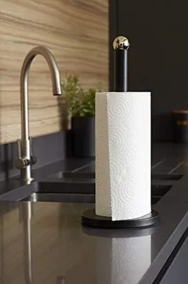 Produktbild von Famanu Küchenrollenhalter - Platzsparend und elegant - Schwarz/Gold