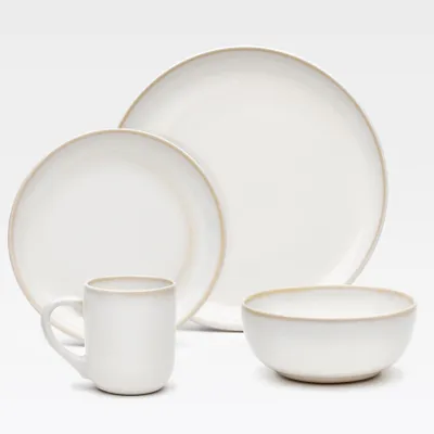 Produktbild von Kombiservice Vigo Natura 16-teilig Steinzeug weiß/creme mit braunem Rand für 4 Personen – Kaffeebecher 360 ml, Dessertteller 20,3 cm, Speiseteller 26,7 cm, Schalen 15,8 cm