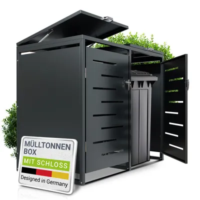 Produktbild von Juskys Mülltonnenbox Arel 2er - Metall Gartenbox abschließbar - Anthrazit