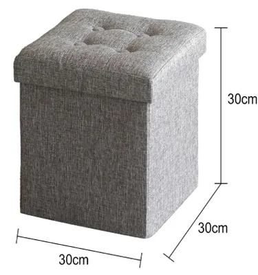 Image de Tabouret pliable - Coffre de rangement - Assise rembourrée - 30 x 30 x 30 cm - Gris foncé