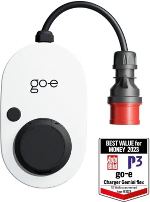 Zdjęcie produktu dla go-e Gemini flex, Biały, Ściana, Czarny, Typ 2, IT, TN, TT, IP55