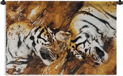 Produktbild von MuchoWow® Wandteppich Wandbehang Tiger - Baum - Natur 90x60 cm Tapisserie Dekoration Wandtuch - Wandskulpturen - Bildteppich