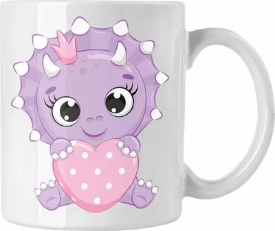 Produktbild von Trendation - Dinosaurier Tasse Grafik Geschenk Lustig Mädchen (Weiß)