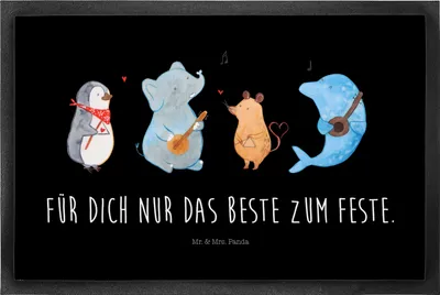 Produktbild von Mr. & Mrs. Panda fußmatte Big Band 50 x 75 cm - Schwarz - Geschenk, Schmutzmatte, Gummimatte, Hund, Schmutzfangmatte, Delfin, Elefant, Lustige Sprüche, Maus, Musik