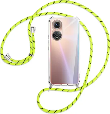 Produktbild von Handykette Backcover-Schutzhülle mit Band (Metall silberfarben) für Honor 50 (NTH-AN00) - neongelb