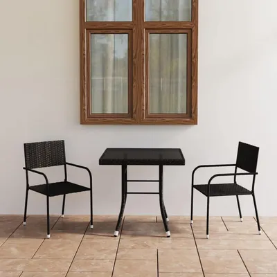 Image de Salon de jardin 2 personnes Poly rotin noir