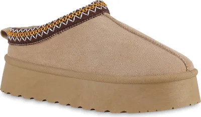 Produktbild von VAN HILL Damen Warm Gefütterte Pantoffeln Hausschuhe Bequeme Prints Schuhe 840875, Farbe: Beige, Größe: 39