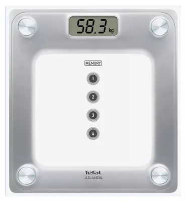 Produktbild von Tefal PP3020V1 Atlantis Elektronische Personenwaage, max. 160 kg Tragkraft, LCD-Infodisplay, Speicherfunktion, automatische Personenerkennung