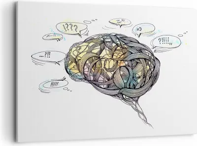 Produktbild von Bild auf Leinwand - Leinwandbild - Gehirn Bildung Experiment Illustration - 100x70cm - Wand Bild - Wanddeko - Leinwanddruck - Bilder - Kunstdruck - Leinwand bilder - Wandkunst - AA100x70-2975