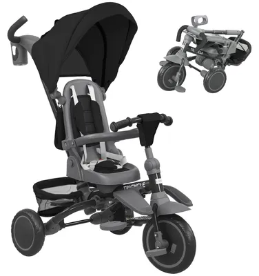 Produktbild von 6-in-1 Kinderdreirad mit Schiebegriff und drehbarem Sitz, 111,5 x 52 x 98 cm, schwarz