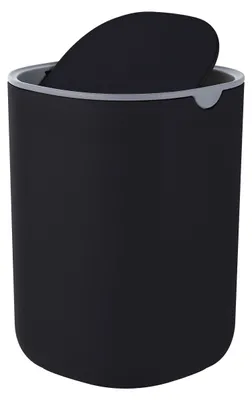 Produktbild von Relaxdays Tischmülleimer, mini, Kosmetikeimer Bad, Küche & Büro, 1,5 L, Schwingdeckel, Abfalleimer, Kunststoff, schwarz