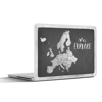 Produktbild von MuchoWow® Laptop Aufkleber Sticker Cover Vintage Eurocard mit dem Text "Explore" - schwarz und weiß 25x18 cm - Laptop-Deko