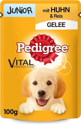 Produktbild von Pedigree Junior - Nassfutter für Welpen mit Huhn und Reis, Beutel 24x100g