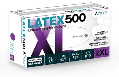 Produktbild von Altruan Latex Handschuhe, Einmalhandschuhe, weiß - 100 Stück - Größe XL | Packung (100 Stück)
