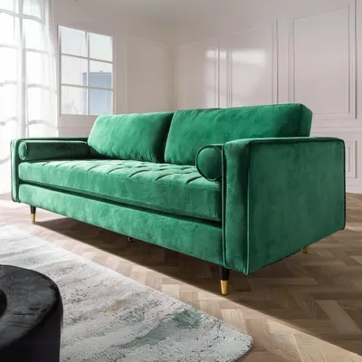 Produktbild von Modernes 3er Sofa 220cm COMFORT grün Samt Taschenfederkern